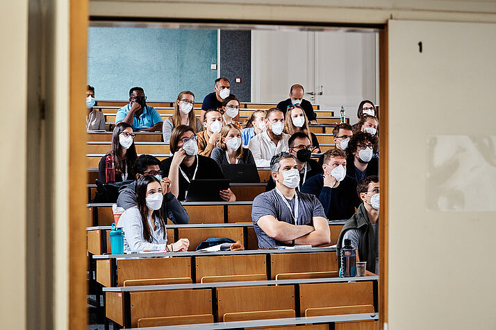 Students inside the Boltzmann lecture hall.