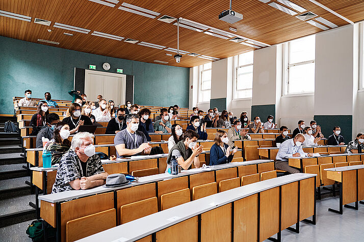 Students in the Boltzmann lecture hall